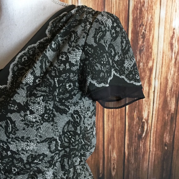 Olivia Lauren Gray Black Lace Flutter Sleeve Dress - Picture 4 of 5